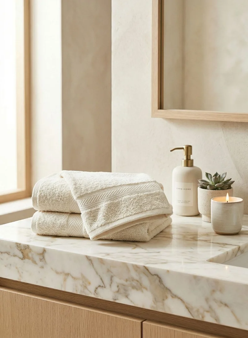 1Chase Vanilla Luxury Hand Towels Cotton Hotel spa Bathroom Towel 16x30 Set Of 6 Vanilla/Off-White  | Best Price UAE