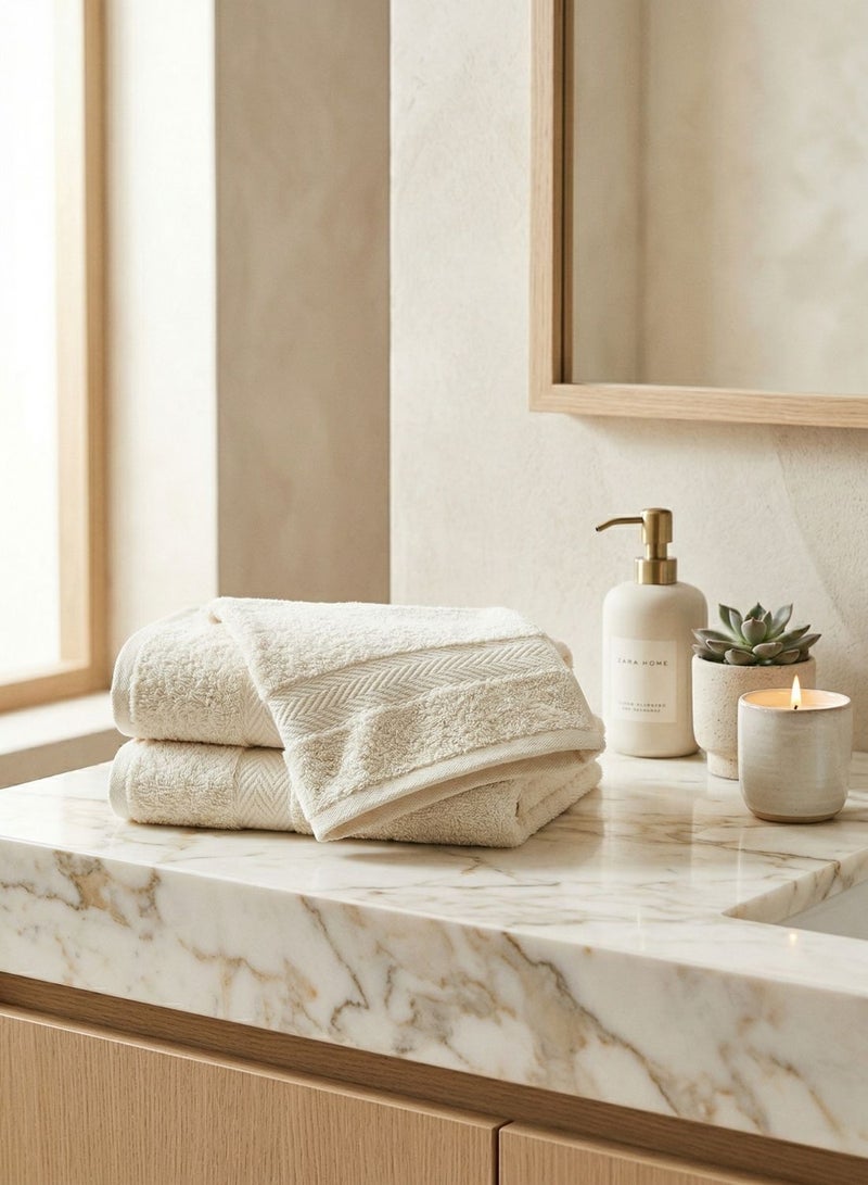 1Chase Luxury Hand Towels Cotton Hotel spa Bathroom Towel 16x30 Set Of 6 Vanilla/Off-White - Image 3