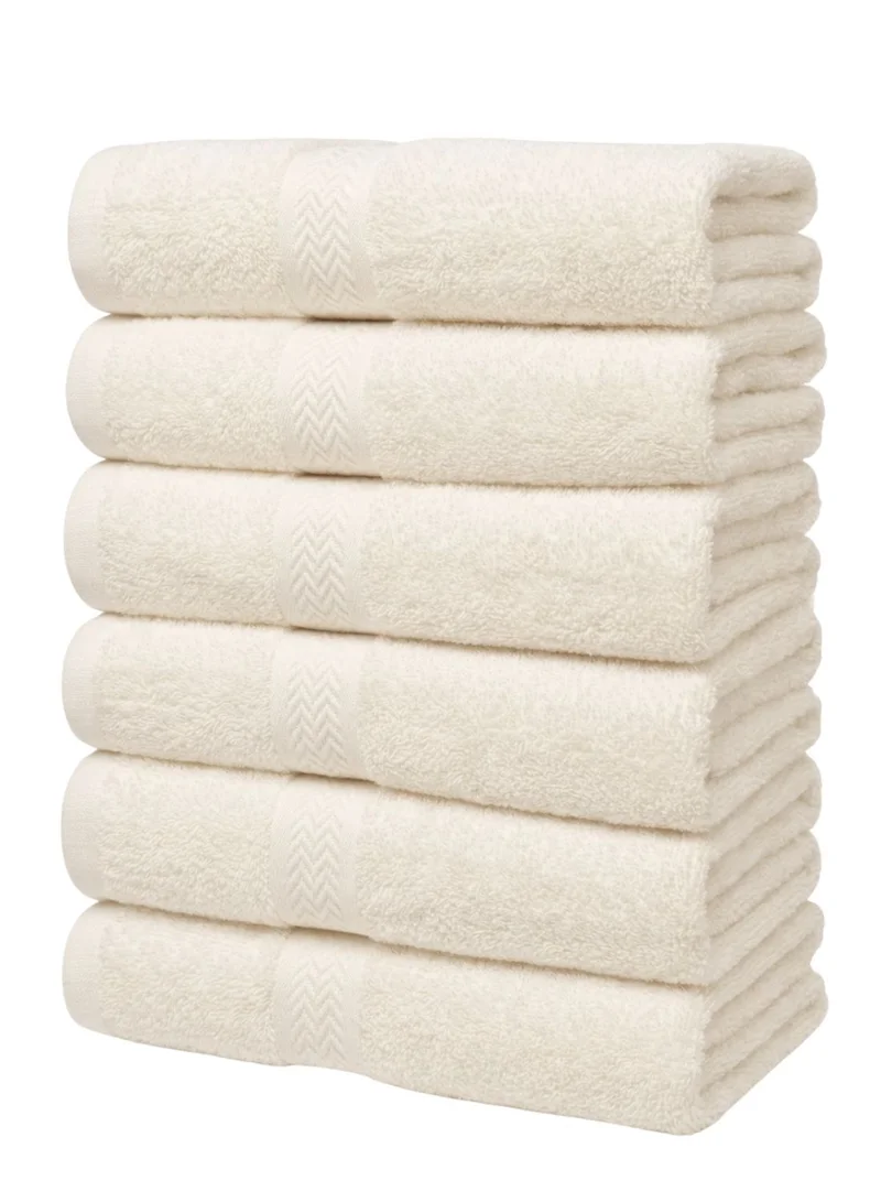 Luxury Hand Towels Cotton Hotel spa Bathroom Towel 16x30 Set Of 6 Vanilla/Off-White