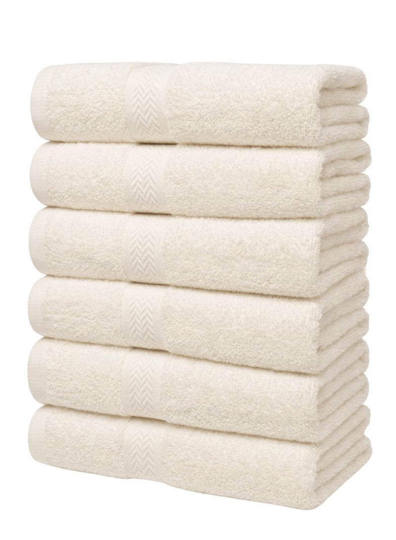 1Chase Luxury Hand Towels Cotton Hotel spa Bathroom Towel 16x30 Set Of 6 Vanilla/Off-White - Image 1