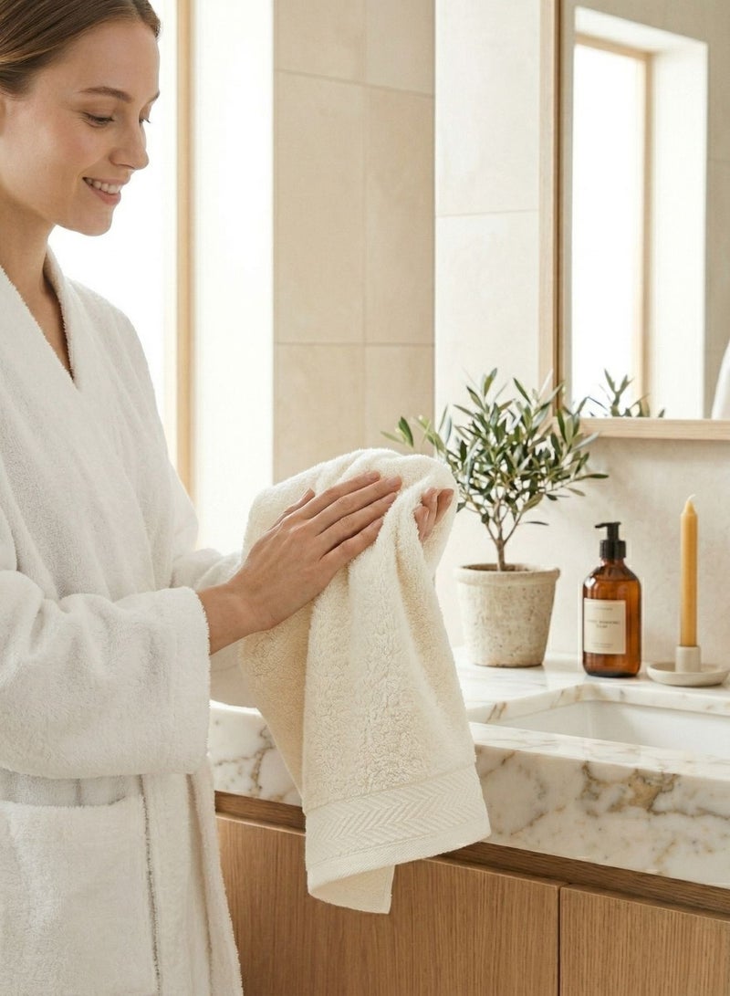 1Chase Luxury Hand Towels Cotton Hotel spa Bathroom Towel 16x30 Set Of 6 Vanilla/Off-White - Image 2