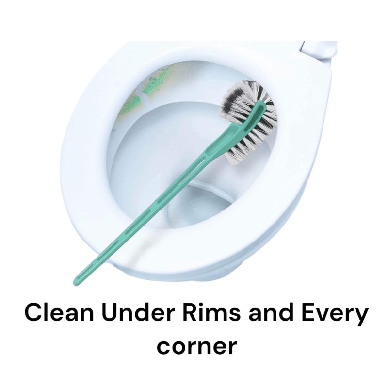 SOLACE HYGIENE فرشاة تنظيف المرحاض على شكل هوكي مزدوج مع حامل، فرشاة تنظيف المرحاض للمرحاض الغربي والهندي، فرشاة الحمام لتنظيف المرحاض - Image 3