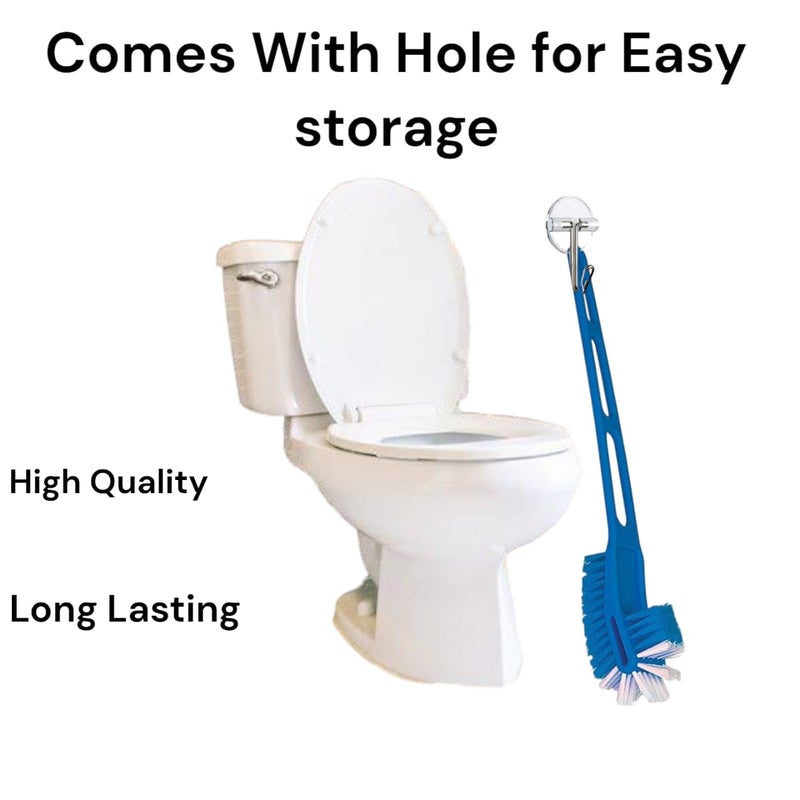 SOLACE HYGIENE فرشاة تنظيف المرحاض على شكل هوكي مزدوج مع حامل، فرشاة تنظيف المرحاض للمرحاض الغربي والهندي، فرشاة الحمام لتنظيف المرحاض - Image 4