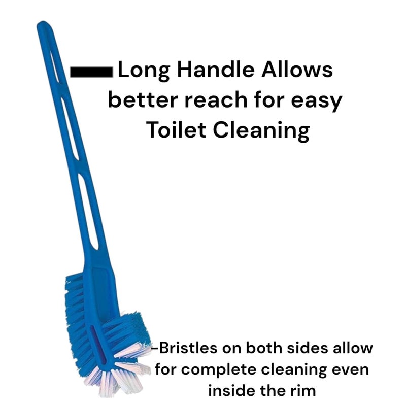 SOLACE HYGIENE فرشاة تنظيف المرحاض على شكل هوكي مزدوج مع حامل، فرشاة تنظيف المرحاض للمرحاض الغربي والهندي، فرشاة الحمام لتنظيف المرحاض - Image 2