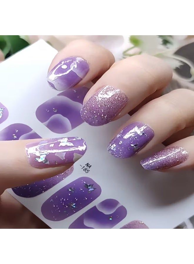 Goolsky ملصقات طلاء الأظافر الكاملة، شرائط الأظافر على شكل فراشة، شرائط جل ذاتية اللصق، ملصقات فن الأظافر - Image 1