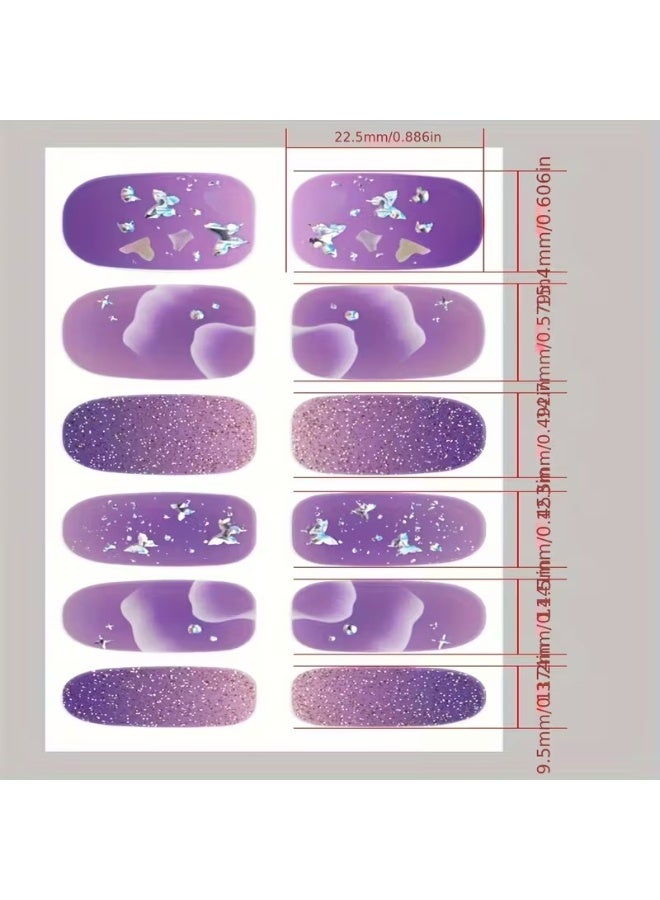 Goolsky ملصقات طلاء الأظافر الكاملة، شرائط الأظافر على شكل فراشة، شرائط جل ذاتية اللصق، ملصقات فن الأظافر - Image 3