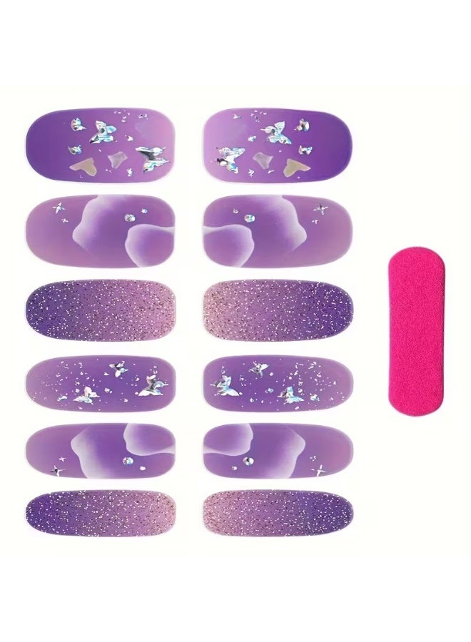 Goolsky ملصقات طلاء الأظافر الكاملة، شرائط الأظافر على شكل فراشة، شرائط جل ذاتية اللصق، ملصقات فن الأظافر - Image 4