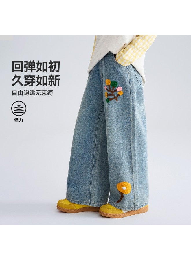 ASK JUNIOR جينز أطفال 2025 خريف متوسط إلى كبير بنطلونات كاجوال فضفاضة ملونة للفتيات - Image 5