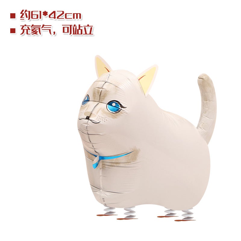 Walking Animal Balloons for Kids Birthday Party Decor (White cat)
