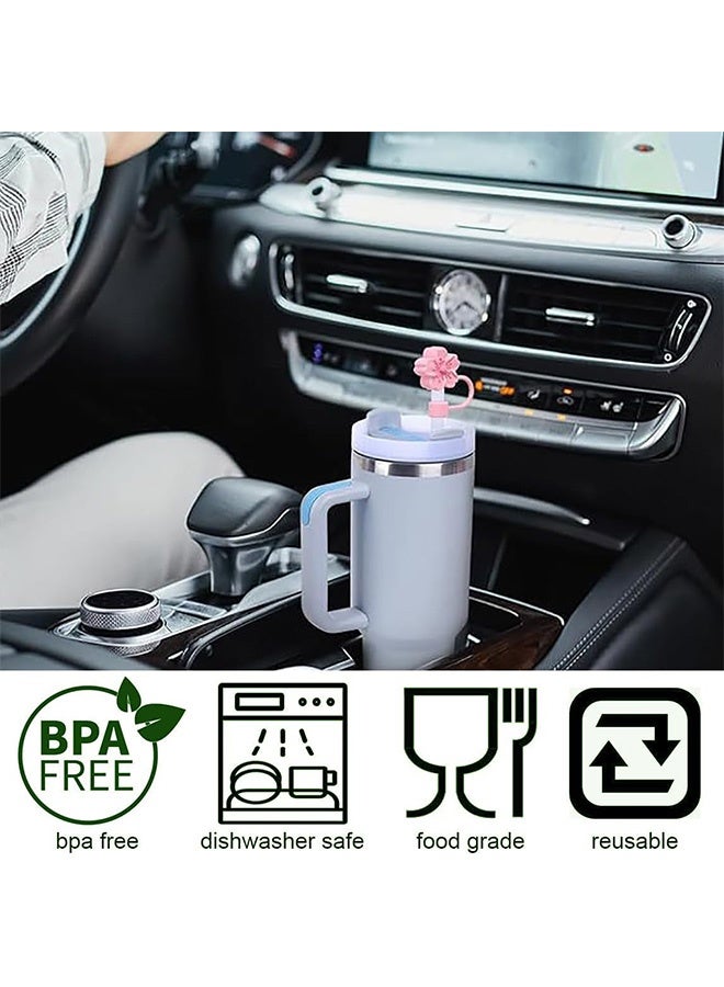 MXN 8 PCS Straw Cover, Reusable Dust-Proof Toppers, Fits Cups Large Handle Model Silicone Straw Caps - Image 4