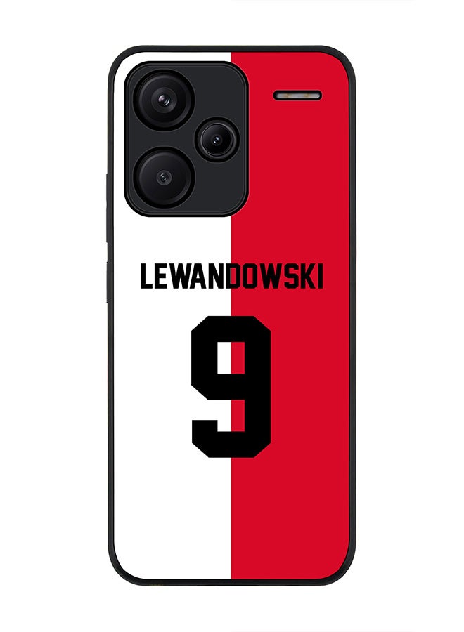 Stylizedd Rugged Black Edge Case for Xiaomi Redmi Note 13 Pro Plus, Slim fit Case Thin Cover -  Football Team - Poland, Player Name - Lewandowski - Image 1