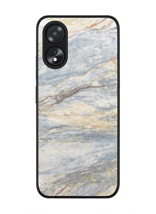 Stylizedd Rugged Black Edge case for Oppo A18 / Oppo A38, Slim fit Soft Case Flexible Rubber Edges Anti Drop TPU Gel Thin Cover - Marble Print Grey Classic - Image 1