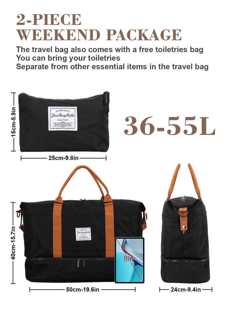 URbazaar Travel Duffle Bag, Waterproof Weekender Bag Carry On Tote Bags for Women, Travel Essentials Sport Gym Bag for Men, Overnight Bag Luggage Bag with Trolley Sleeve - Image 2