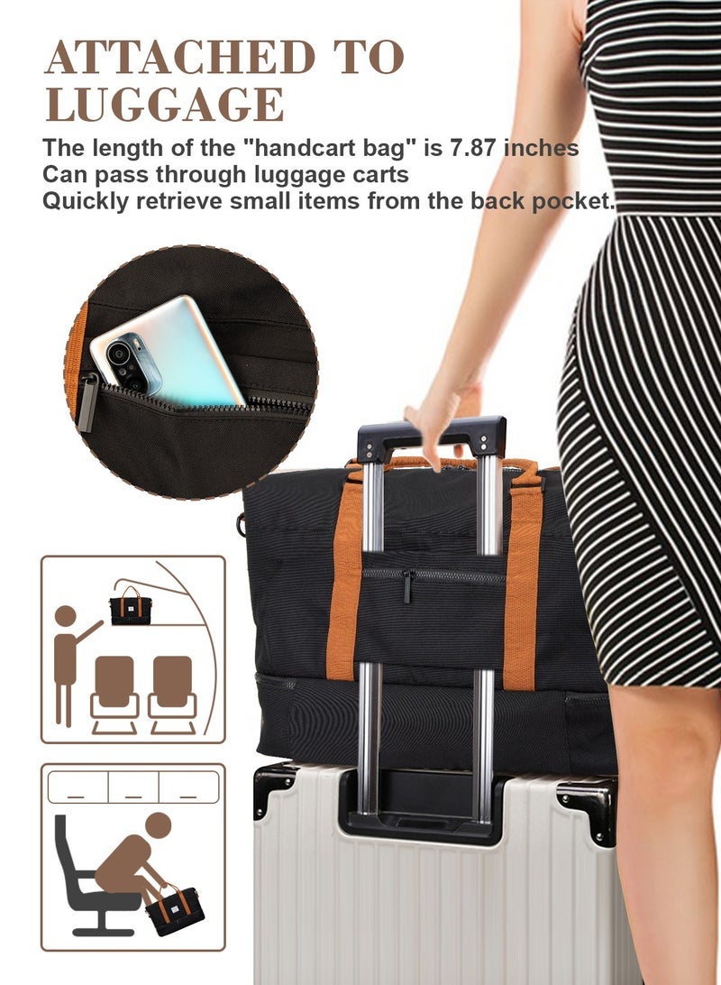 URbazaar Travel Duffle Bag, Waterproof Weekender Bag Carry On Tote Bags for Women, Travel Essentials Sport Gym Bag for Men, Overnight Bag Luggage Bag with Trolley Sleeve - Image 5