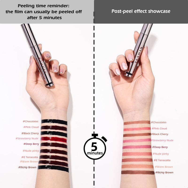 KIMUSE Peel Off Lip Liner Stain, Long Lasting Lip Tint Stain Peel Off, Waterproof, Transfer-Proof, Highly Pigmented Color Peel Off Lip Stain Liner, Matte Finish - Image 5