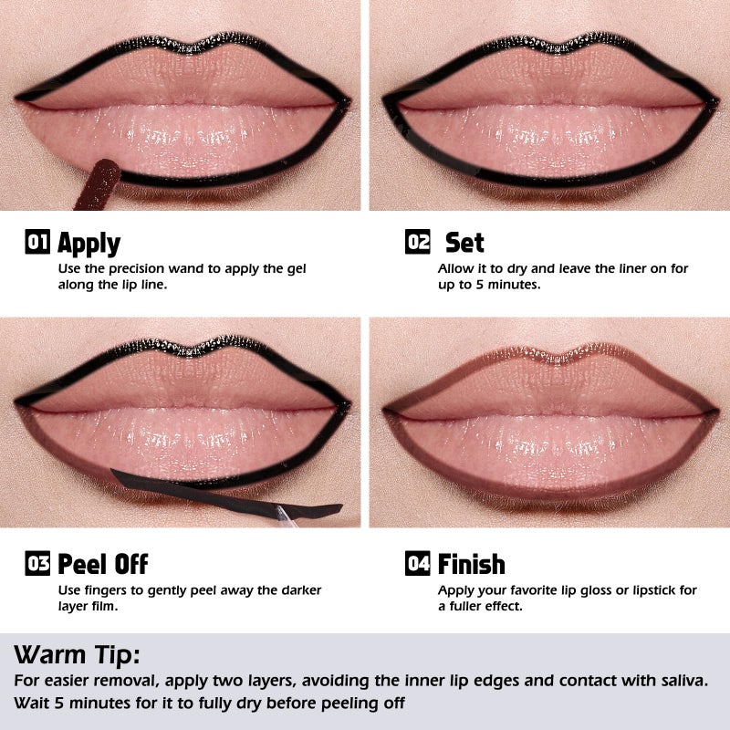 KIMUSE Peel Off Lip Liner Stain, Long Lasting Lip Tint Stain Peel Off, Waterproof, Transfer-Proof, Highly Pigmented Color Peel Off Lip Stain Liner, Matte Finish - Image 2