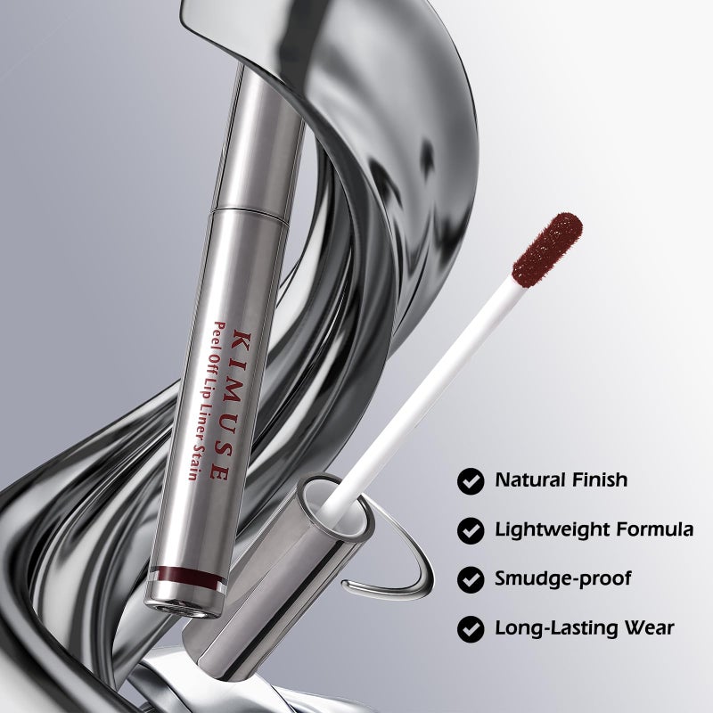 KIMUSE Peel Off Lip Liner Stain, Long Lasting Lip Tint Stain Peel Off, Waterproof, Transfer-Proof, Highly Pigmented Color Peel Off Lip Stain Liner, Matte Finish - Image 3