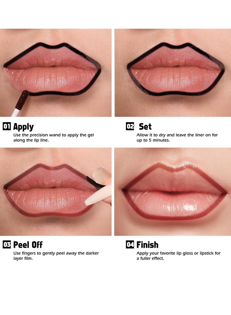 KIMUSE KIMUSE Peel Off Lip Liner Stain, Long Lasting Lip Tint Stain Peel Off, Waterproof, Transfer-Proof, Highly Pigmented Color Peel Off Lip Stain Liner, Matte Finish  - Image 2