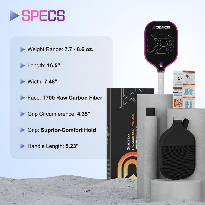 DGYGQ Professional Carbon Fiber Pickleball Paddle-16mm, Superior Control, Strong Power and Forceful Spin with 16mm Honeycomb Core Pickleball Rackets (Pink and Purple) - Image 4