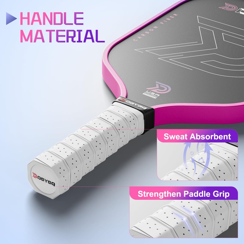 DGYGQ Professional Carbon Fiber Pickleball Paddle-16mm, Superior Control, Strong Power and Forceful Spin with 16mm Honeycomb Core Pickleball Rackets (Pink and Purple) - Image 5