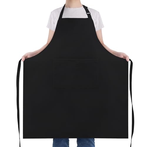 NLUS Chef Aprons for Men Women Kitchen Cooking Aprons for Women with 2 Pockets Adjustable Bib Aprons Water  Oil Resistant  1 PACK Black