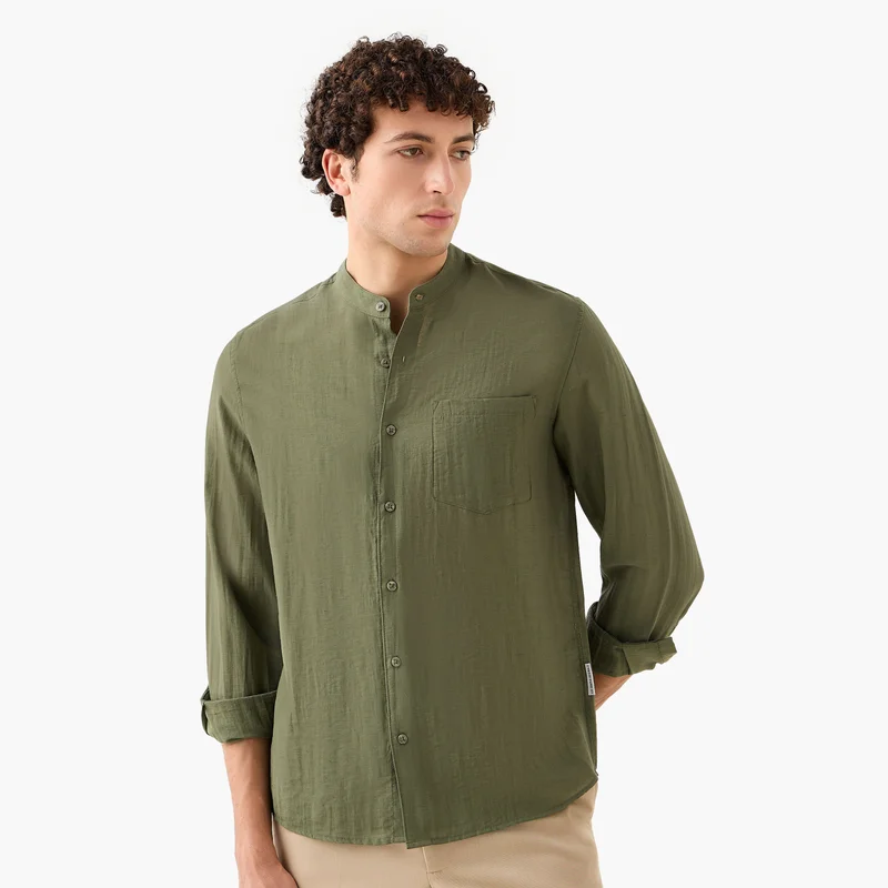 Lee Cooper Lee Cooper Regular Fit Shirt with Mandarin Collar