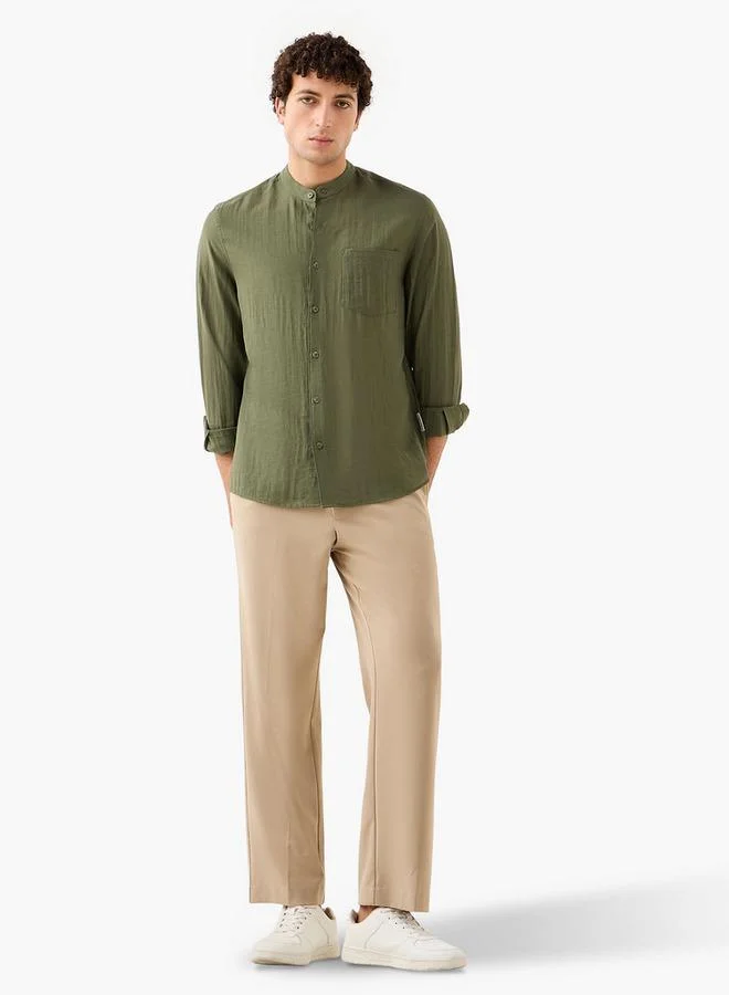 Lee Cooper Lee Cooper Regular Fit Shirt with Mandarin Collar