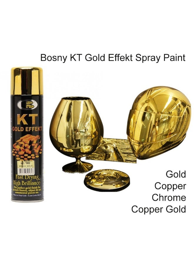 Bosny KT Gold Spray Paint 380 ml – Premium Metallic Finish for All Surfaces. - Image 2