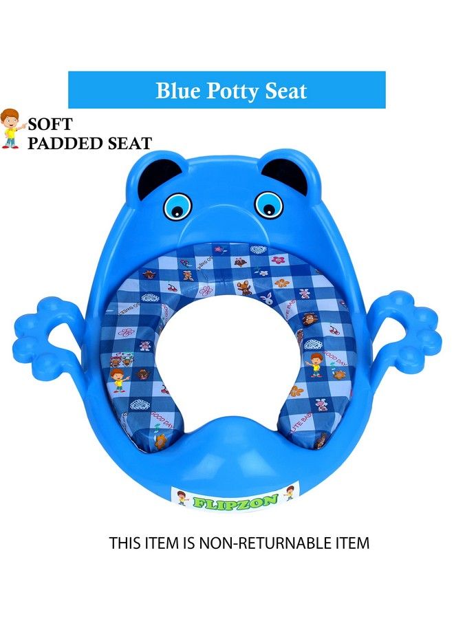 FLIPZON Premium Baby Cushioned Potty Seat With Easy Grip Handles And Comfortable Seat ; Toilet Seat With Handle For Kids ; Suitable For Baby Boy;Girl (Blue) - Image 3