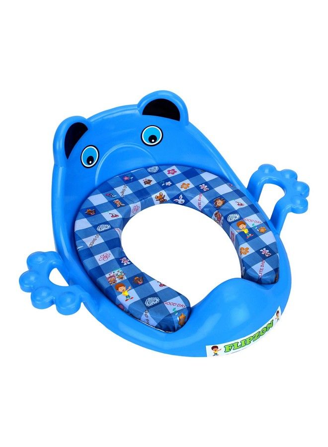 FLIPZON Premium Baby Cushioned Potty Seat With Easy Grip Handles And Comfortable Seat ; Toilet Seat With Handle For Kids ; Suitable For Baby Boy;Girl (Blue) - Image 1