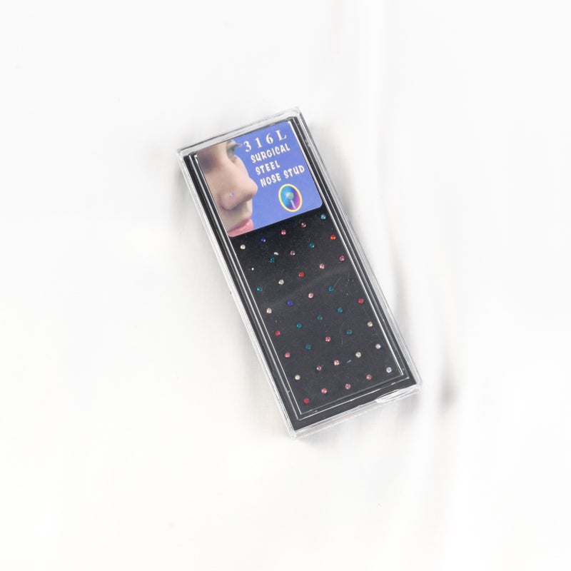 علبة من 40 بيرسينج أنف أستانليس ستيل بألوان متعددة - Image 1