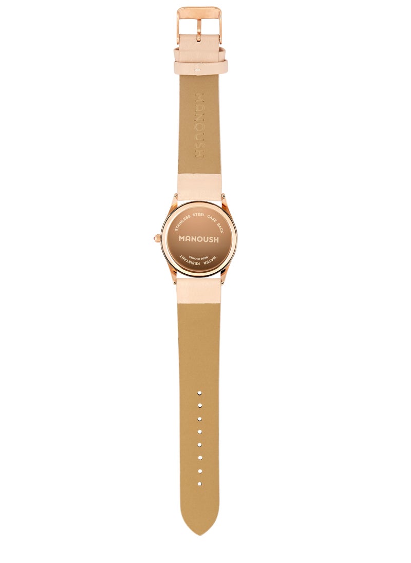 Manoush Manoush Patch Collection - Unisex Analogue Classic Quartz Beige PU Leather Wrist Watch - MSHPA02  - Image 2