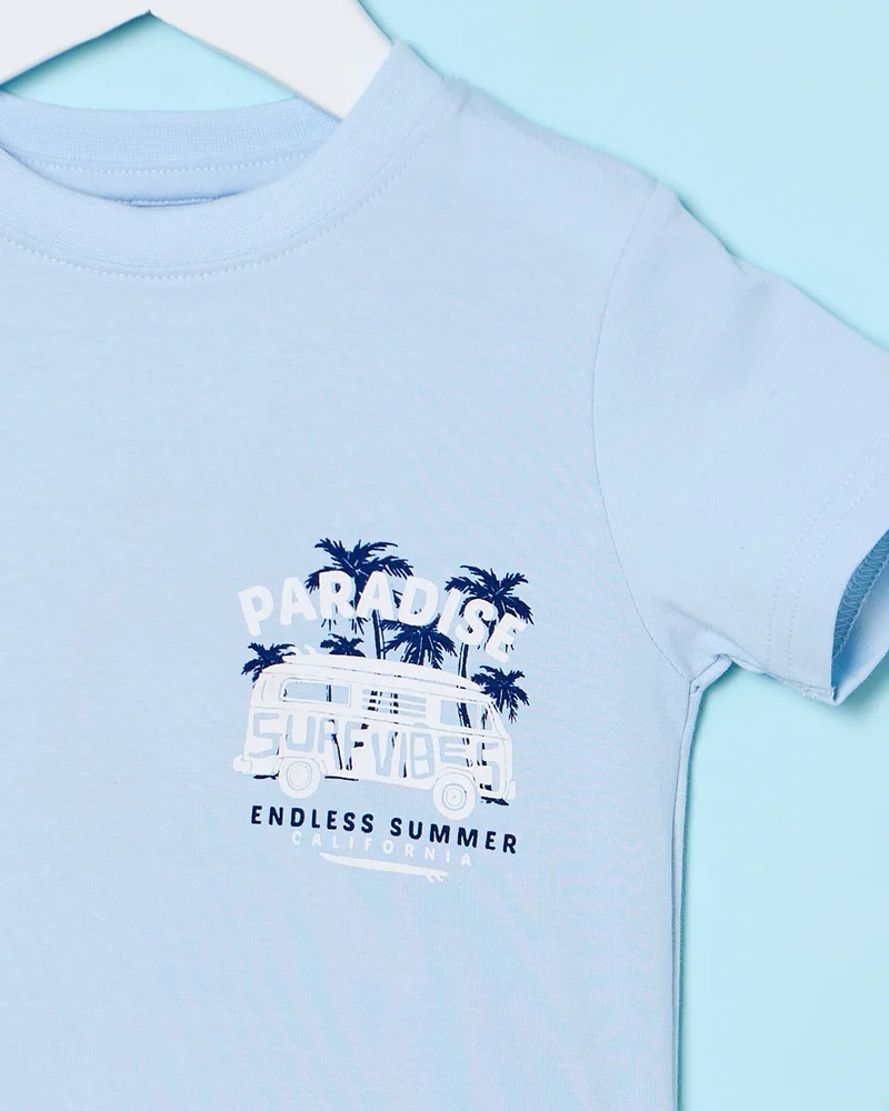 ردتاغ Infant Boys Blue Printed T-Shirt