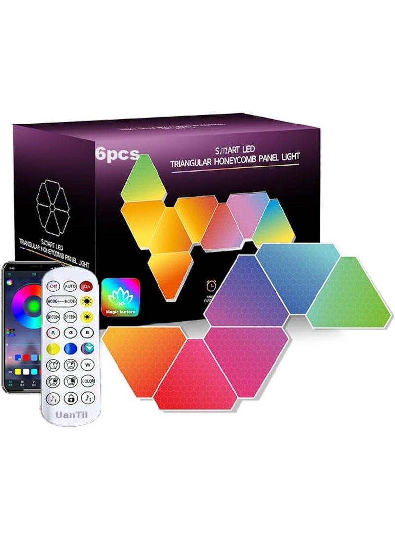 مصباح حائط مثلث ذكي بتقنية LED RGB، مصباح داخلي لإضفاء جو مميز، مصباح ألعاب، مصباح ديكور متزامن مع الموسيقى، تحكم عبر تطبيق بلوتوث (6) - Image 1