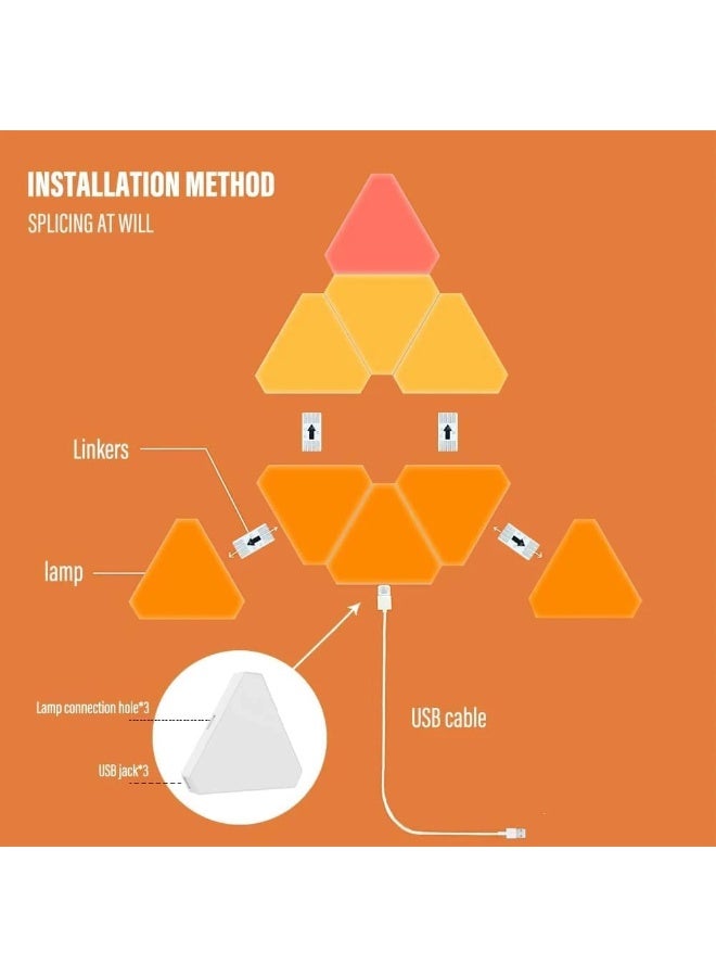 مصباح حائط مثلث ذكي بتقنية LED RGB، مصباح داخلي لإضفاء جو مميز، مصباح ألعاب، مصباح ديكور متزامن مع الموسيقى، تحكم عبر تطبيق بلوتوث (6) - Image 2