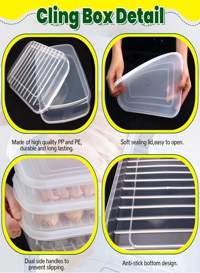 Roucerlin 10.6in Bacon Container for Refrigerator Airtight, Stackable Deli Meal Prep Containers with Lid, Bacon Keeper Holder Saver Box, Plastic Cold Cuts Storage Container Freezer Fridge (1 Piece) - Image 3