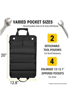 KASTWAVE Tool Bag Organizer with Detachable Pouches Heavy Duty Roll Up Tool Bag: Includes 6 Tool Pouches - Ideal Gifts for Mechanics, Electricians, and Hobbyists  - Image 2
