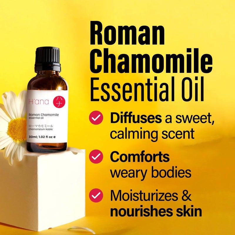 hana H'ana Roman Chamomile Essential Oil - 100% Pure and Natural Essential Oil for Face, Skin, Body, Aromatherapy - with a Soft, Floral-Herbal Fragrance (1 Fl Oz) - Image 3
