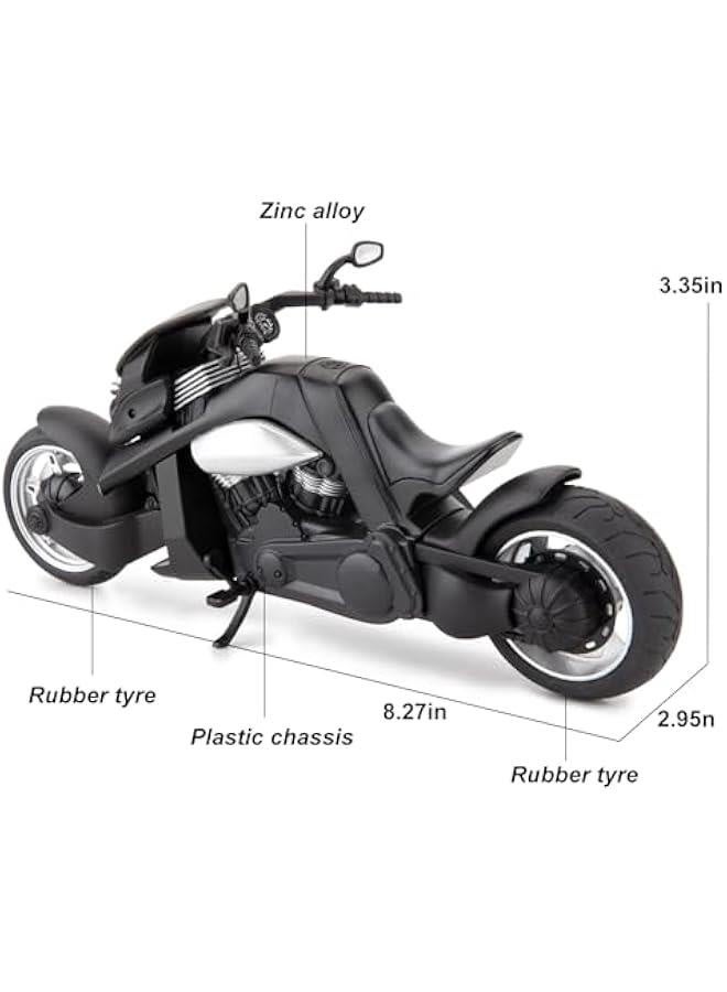 1:12 Compatible for Travertson V-rex Motorcycle Toy Car, Model Car, Collection and Decoration Gift Toy for Adults and Kids Boy Girl (Black)  - Image 2