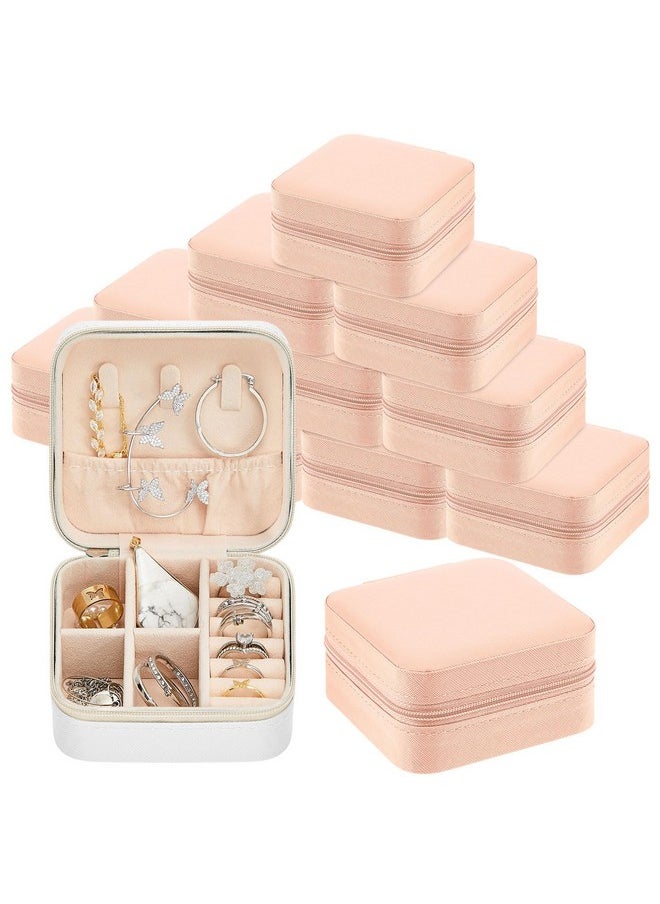 Taiyin 12 Pcs Travel Jewelry Case Bridesmaid Gift Boxes Jewelry Travel Organizer Small Jewelry Box Mini Storage Organizer Storage Box for Women Girls Bridesmaid Gift (White, Pink)  - Image 1