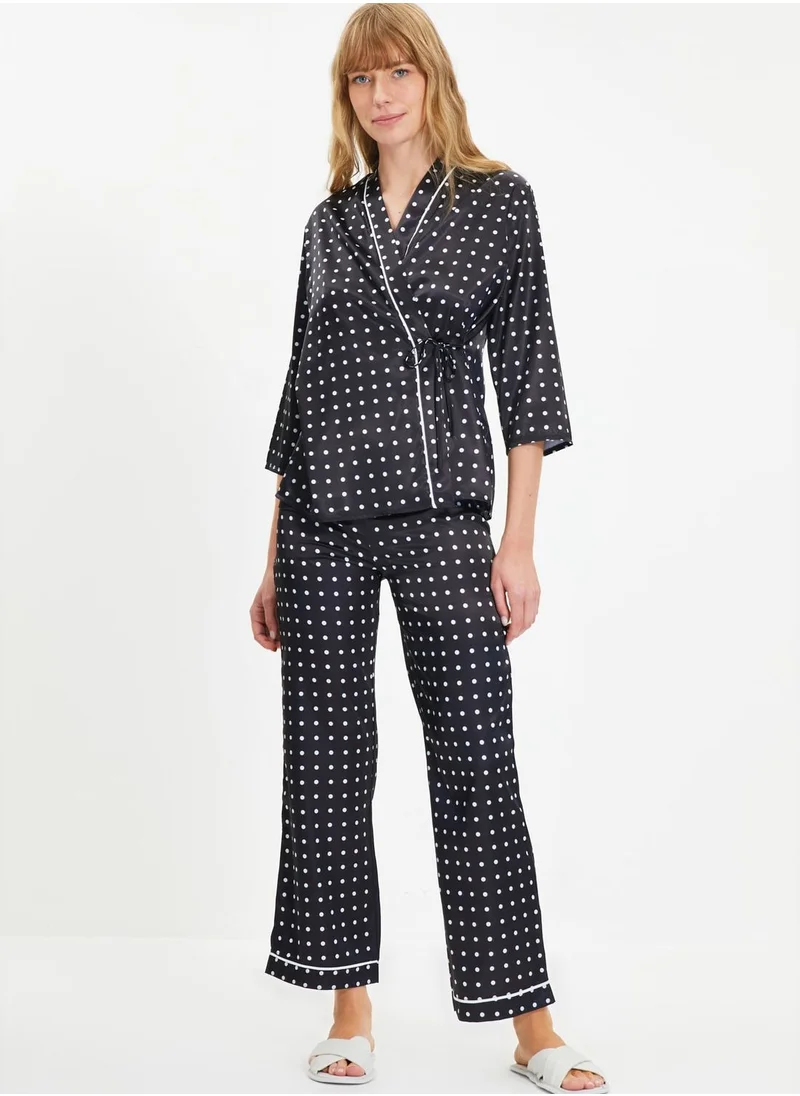 trendyol Polka Dot Shirt & Pyjama Set