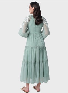 Threadz by Ajooni Contrast Patchwork Tier Dress  - Image 2