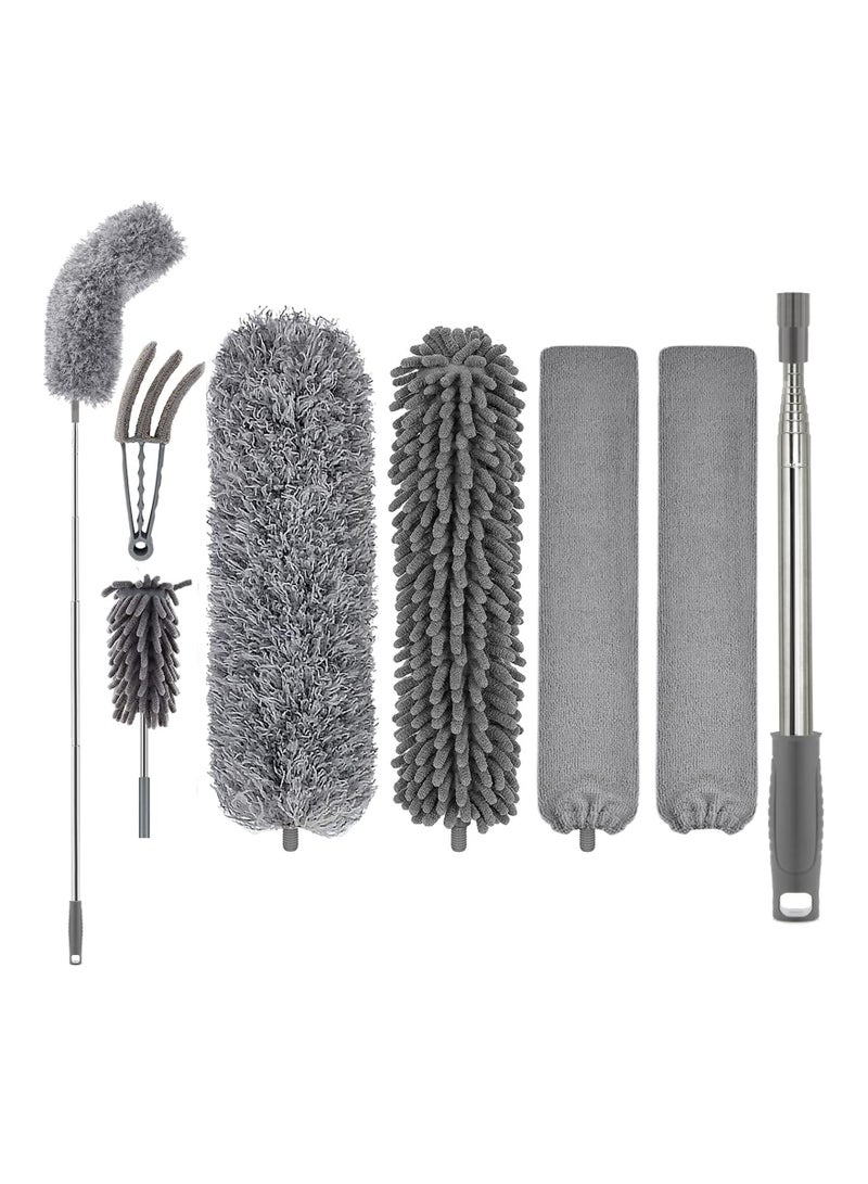إسكدنيا Dusters for Cleaning High Ceiling Fan Microfiber Duster with Extension Pole 30-100 Inches Retractable Gap Dust Brush Cleaner Long Feather Duster for Cleaning Cobweb Blinds Furniture  - Image 1