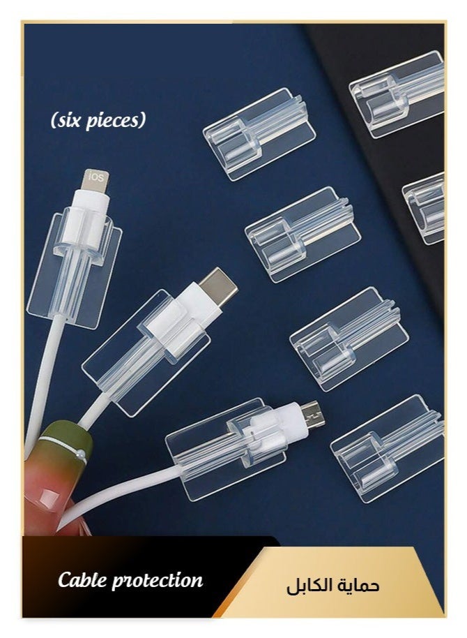 6pcs Transparent Cable Protector Cover Sleeve，Charger Cable Protector Charger,Univeral Silicon Mini Data Charger Cable Saver,Cable Chomper - Image 1