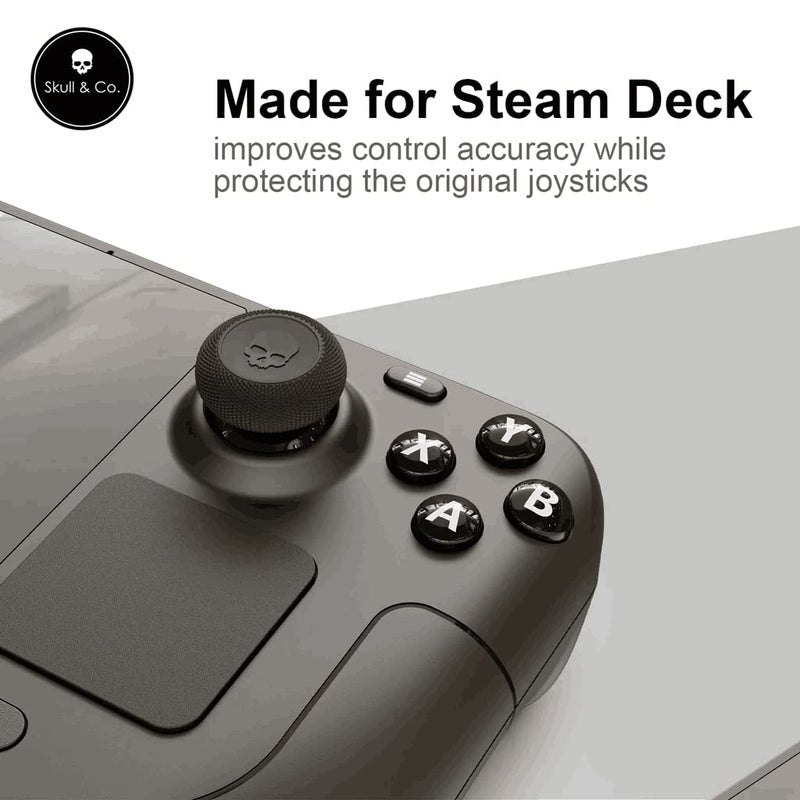 Skull & Co. Skin, CQC and FPS Thumb Grips Joystick Cap Analog Stick Cover for Steam Deck/OLED and ROG Ally, Ally X- Black, Set of 6 - Image 2