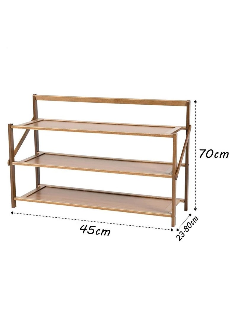 FFD Wooden Shoe Shelf Foldable Shoe Rack Multi Layer Storage Organizer Display Stand Space Saving Boot Cabinet Flower Stand Bench Entryway Bamboo Stand