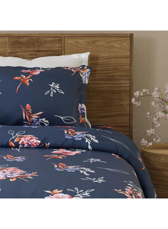 Layers Emaline 100% Cotton Single Bedsheet Set (Oeko Tex Certified) | 1 Single Cotton Bedsheet & 1 Pillow Cover | Breathable & Anti-Wrinkle | 144 TC | (Floral Print, Blue) - Image 5