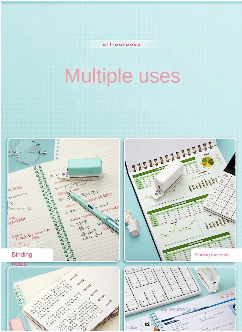 Hole Puncher, Lightweight And Portable Mini 6 Hole Punching Machine, Easy To Clean Loose Leaf Paper Hole Puncher Machine, Multipurpose Paper Punch Device For Crafts, Planners, Binders, (White)