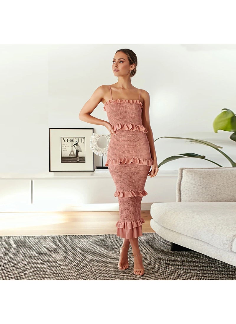 2024 Elastic Patchwork Dress Slimming Strapless Sundress Green