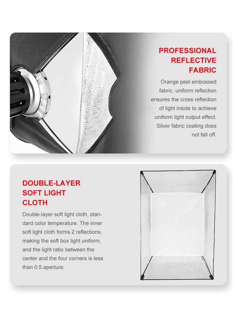 Glanfen - Rectangular Softbox,60x90cm Quick-Setup Softbox Bowens Mount with Light Diffusers,Carrying Bag Compatible with Most Bowens Mount COB Video Light for Portrait Product Photography - Image 1